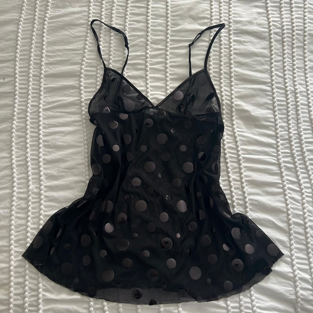 💋 Y2K BABYDOLL SHEER POLKA DOT TANK TOP